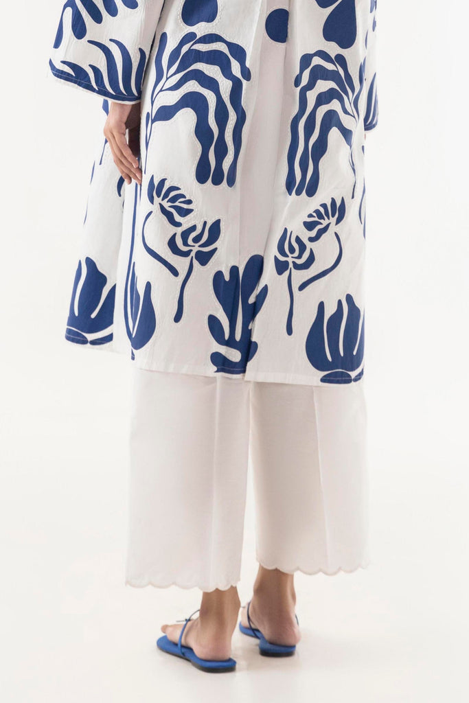 Stitched Lawn Embroidered Scalloped Culotte