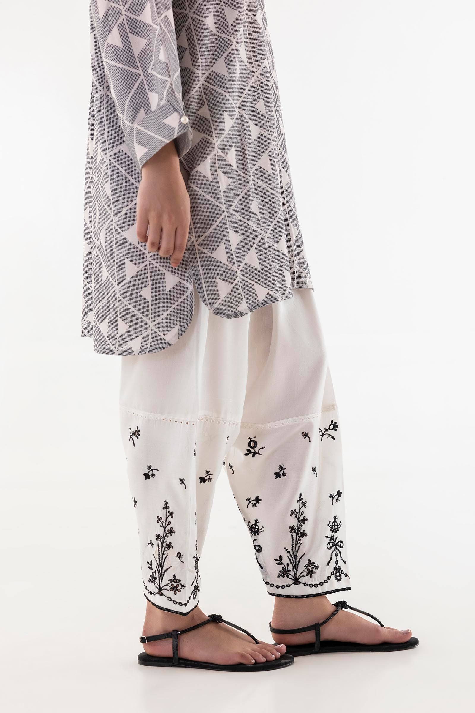 Stitched Linen Embroidered Skinny Shalwar Secondary image