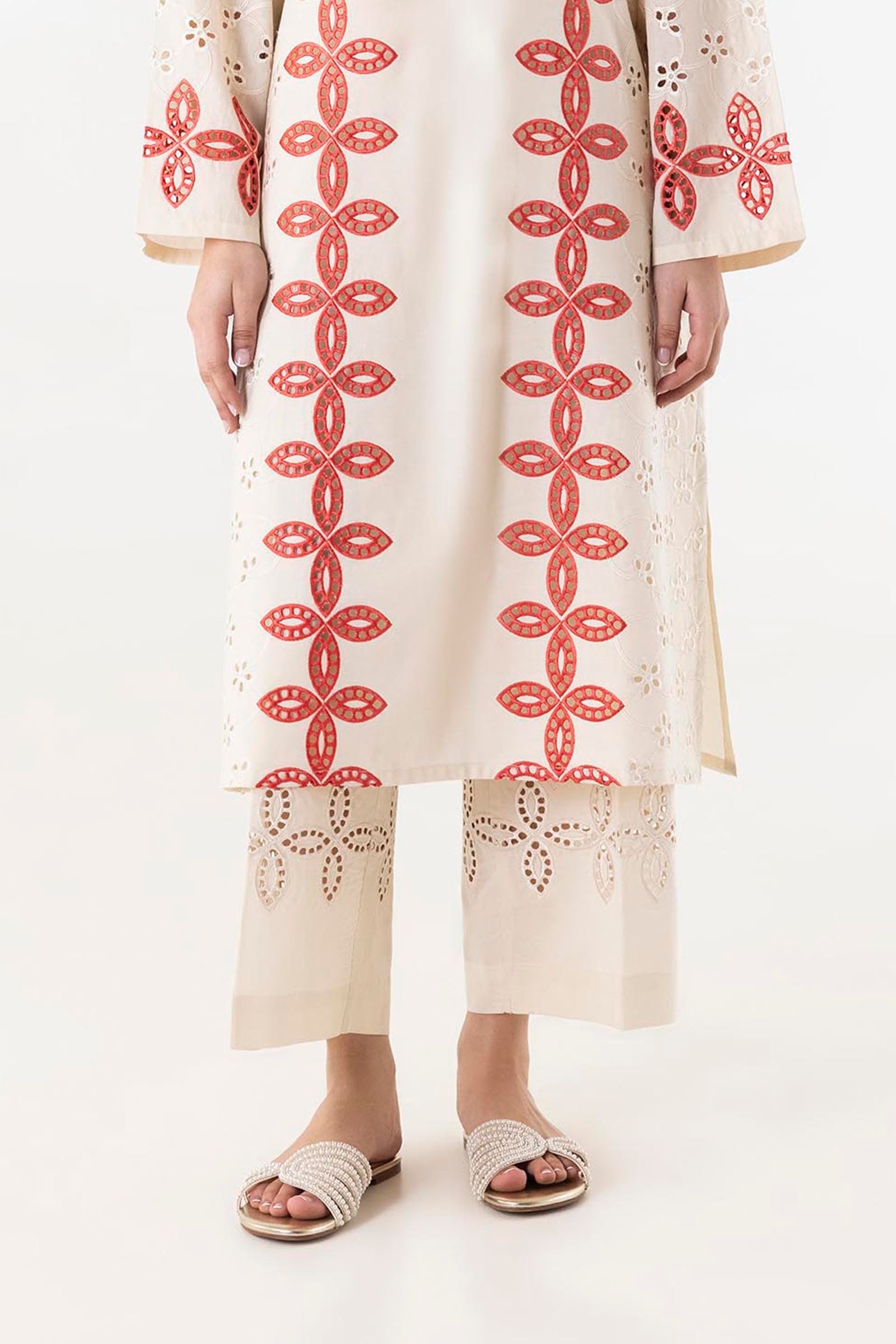 Stitched Lawn Schiffli Culotte Main image