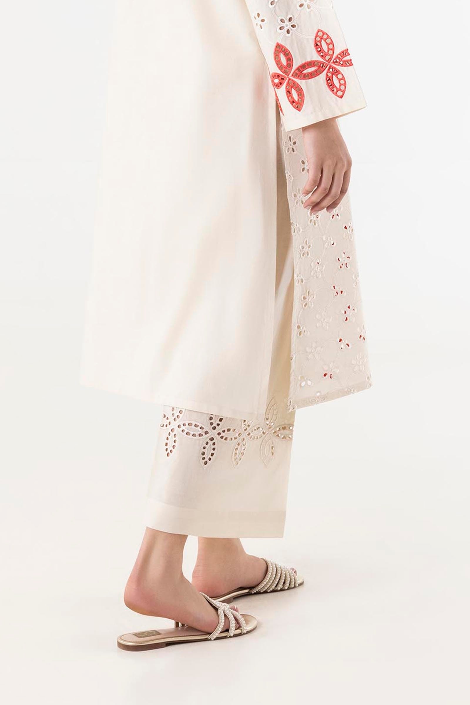 Stitched Lawn Schiffli Culotte Secondary image