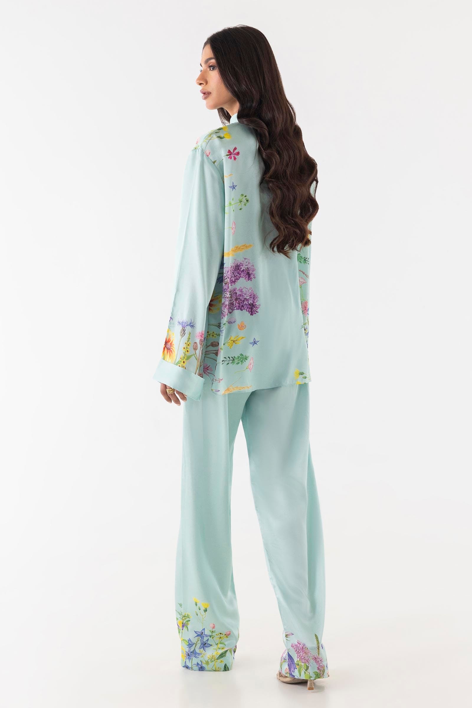 Stitched Light Blue Floral Cord Set Secondary image