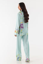 Stitched Light Blue Floral Cord Set