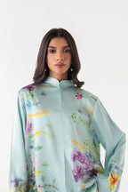 Stitched Light Blue Floral Cord Set