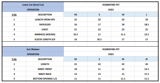 Size Chart