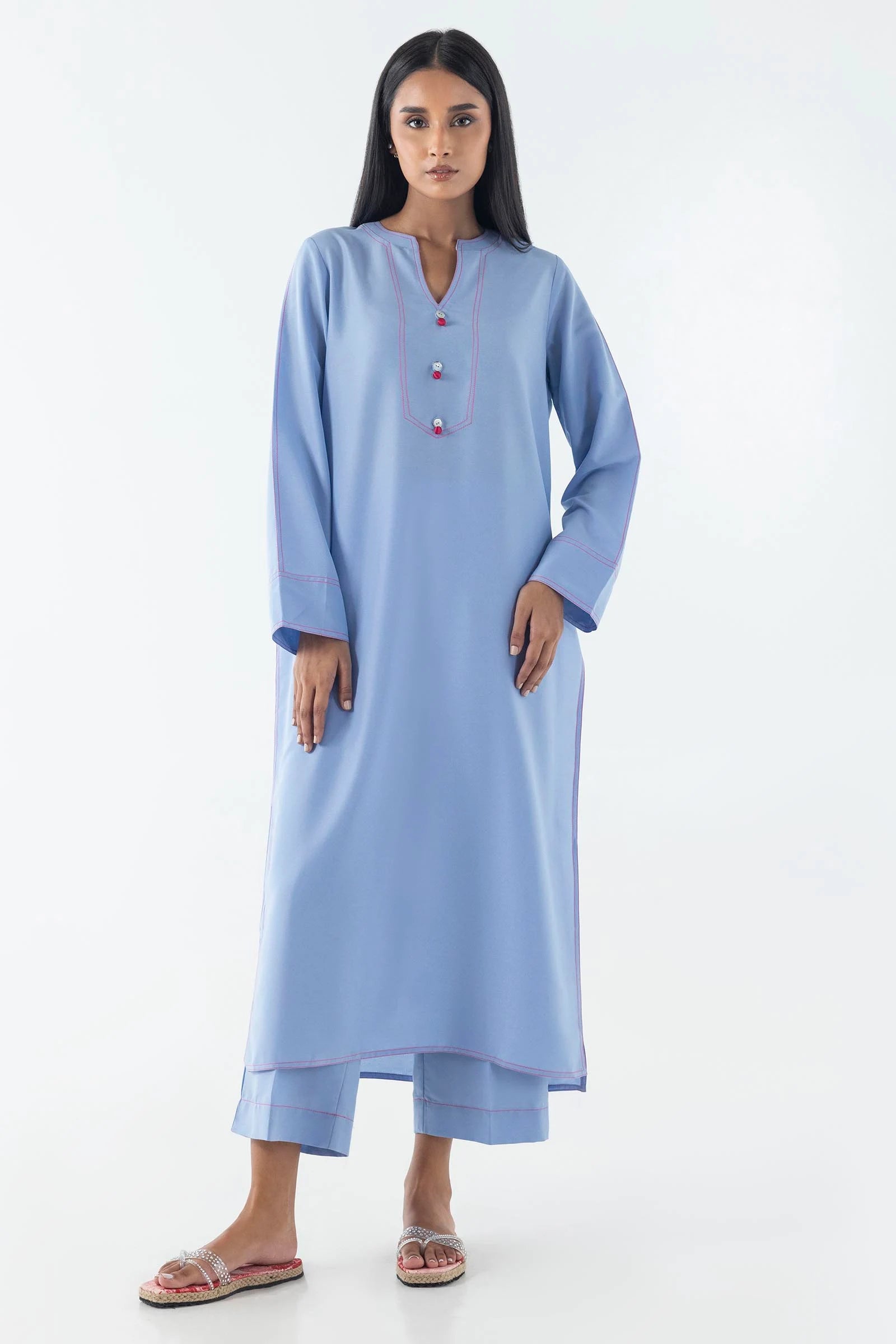 Stitched Sky Blue Printed Shirt + Culotte Main image