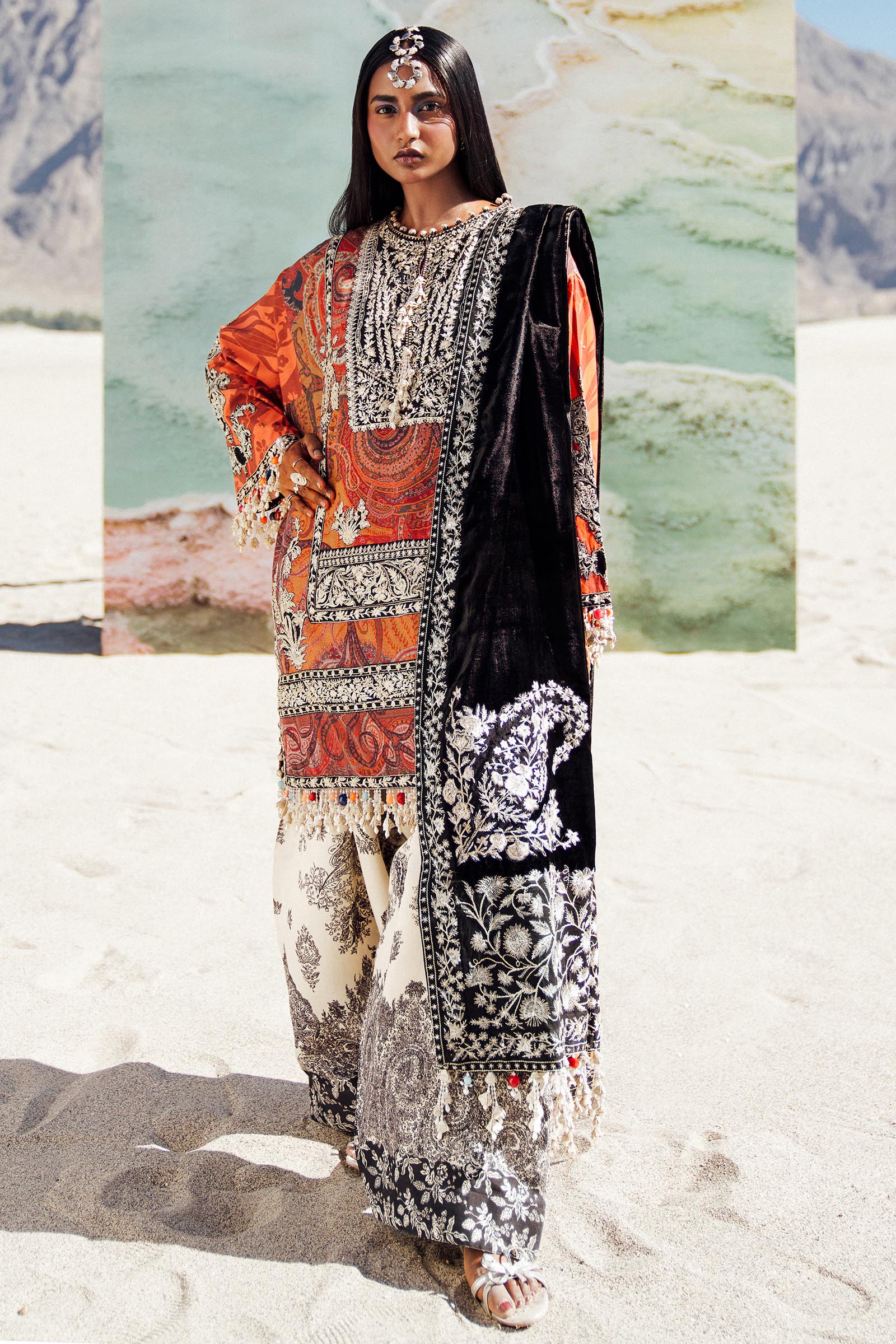Unstitched Digital Printed Slub 3 Piece Suit